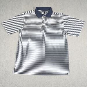 FootJoy Polo Shirt Men’s Size Large Blue White Stripe Golf Performance Shirt
